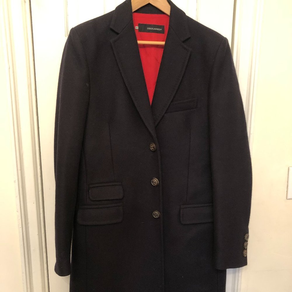 DSQUARED2 TAILORED BLUE WOOL COAT IT50/US40